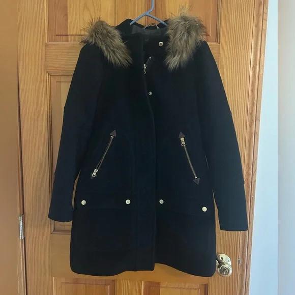 J.Crew Chateau Parka Italian Stadium Cloth Wool in Black - Picture 2 of 7